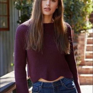 LA Hearts Scallop Hem Sweater